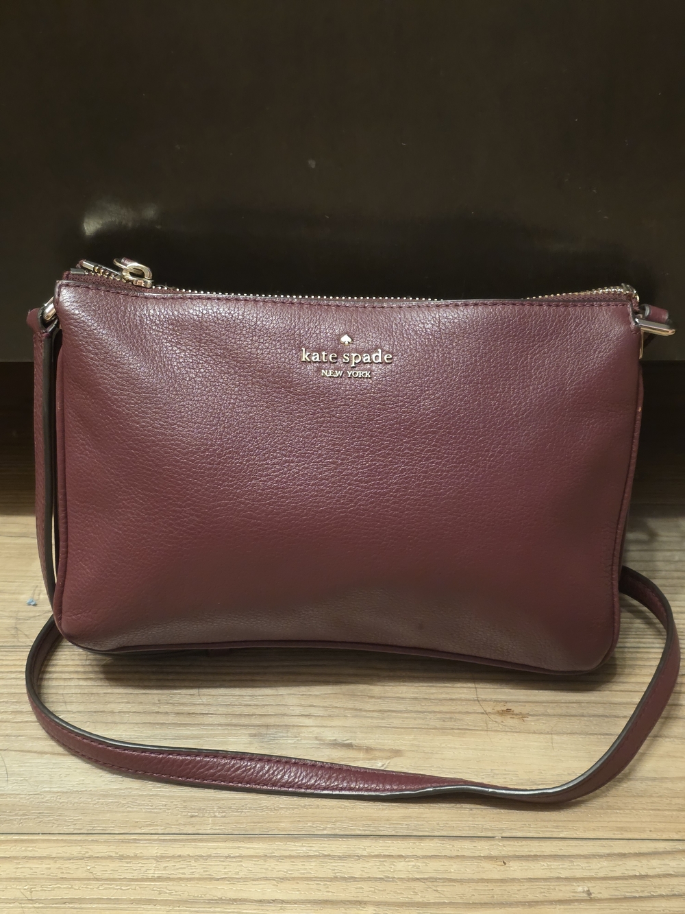Kate Spade New York Burgundy Leather Crossbody Bag